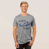 Sharky Shark Light Blue Boys Tri-Blend Shirt (Vorderseite voll)
