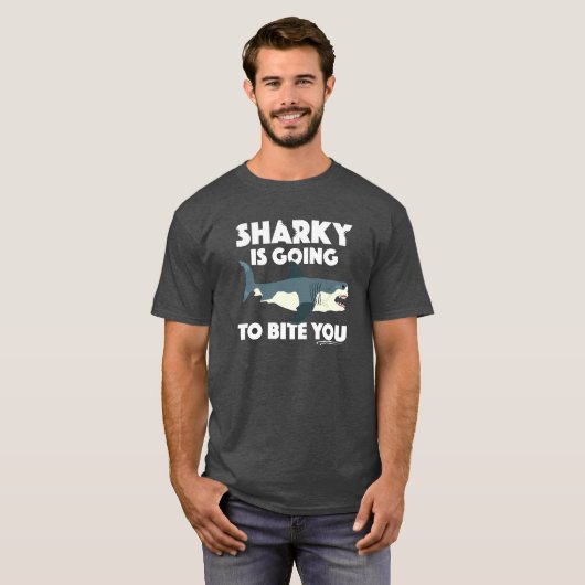 Sharky wird Ihnen Design beibringen - Basic Dunkel T-Shirt (Vorne ganz)