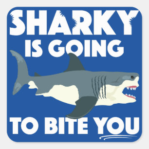 Sharky wird Ihnen Design beibringen - Knopf Quadratischer Aufkleber