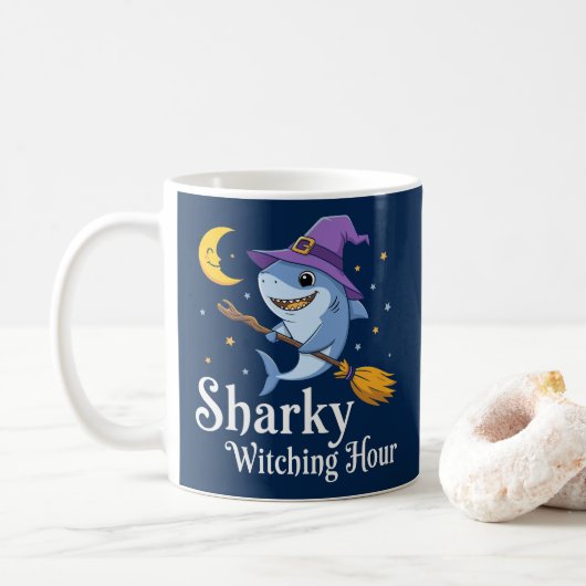 Sharky Witching Hour Halloween Shark Kaffeetasse (Mit Donut)