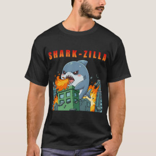 Sharkzilla Chibi Kaiju zerstört Stadt T-Shirt