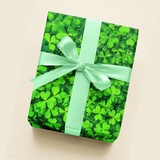 Sharmrock Clover Foto Irish Party Pflanze Greenery Geschenkpapier
