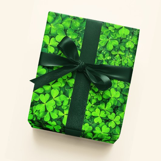 Sharmrock Clover Foto Irish Party Pflanze Greenery Geschenkpapier