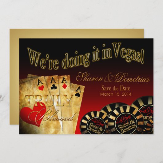 Sharon & Demetrius Las Vegas Save the Date (Vorne/Hinten)