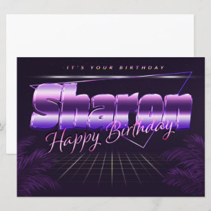 Sharon Name Vorname lila retro Karte Geburtstag
