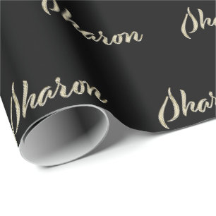 Sharon white gold Handwriting Geschenkpapier