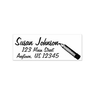 Sharp #2 Pencil School Teacher Writer Address Gummistempel