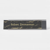 Sharp Black and Gold Marble Personal Schreibtischnamensplakette (Vorderseite )