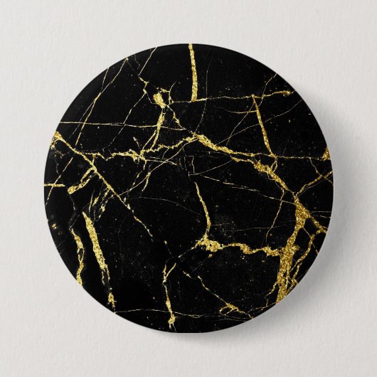 Sharp Black and Gold Marmor Button (Vorderseite)