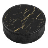 Sharp Black and Gold Marmor Eishockey Puck (3/4)
