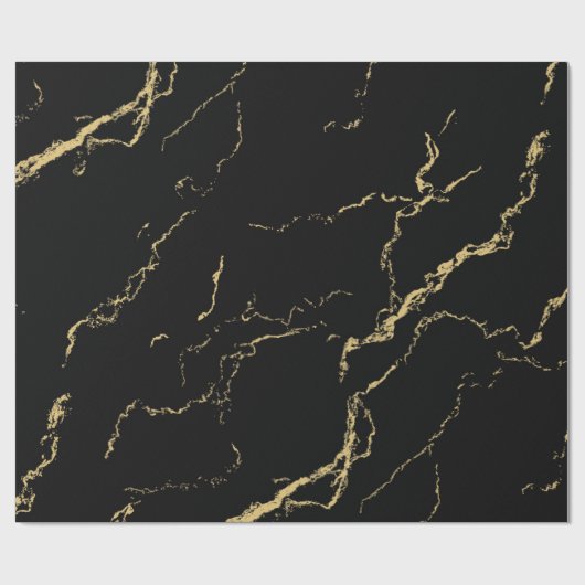 Sharp Black and Gold Marmor Geschenkpapier (Flach)