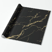 Sharp Black and Gold Marmor Geschenkpapier (Ungerollt)