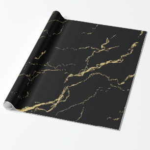 Sharp Black and Gold Marmor Geschenkpapier