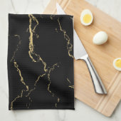 Sharp Black and Gold Marmor Geschirrtuch (Viertel Falte)