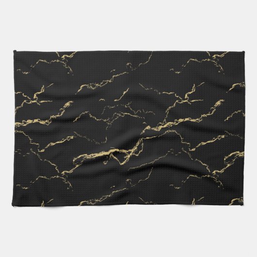 Sharp Black and Gold Marmor Geschirrtuch (Horizontal)