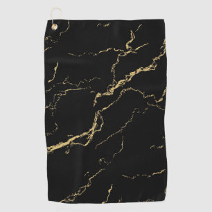 Sharp Black and Gold Marmor Golfhandtuch