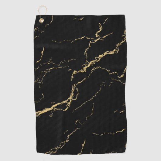 Sharp Black and Gold Marmor Golfhandtuch (Vorderseite)