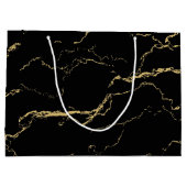 Sharp Black and Gold Marmor Große Geschenktüte (Rückseite)