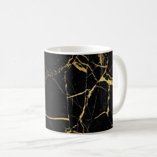 Sharp Black and Gold Marmor Kaffeetasse (VorderseiteRechts)
