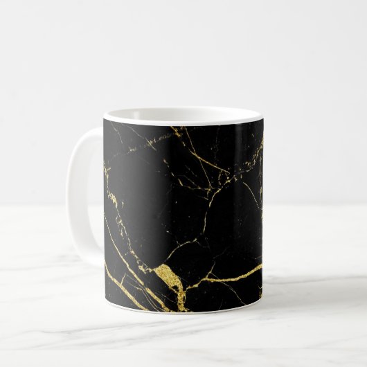 Sharp Black and Gold Marmor Kaffeetasse (Vorderseite Links)