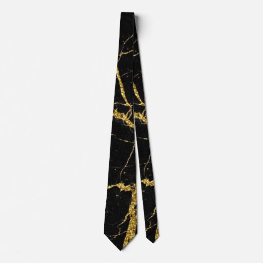 Sharp Black and Gold Marmor Krawatte (Vorderseite)