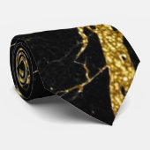 Sharp Black and Gold Marmor Krawatte (Gerollt)