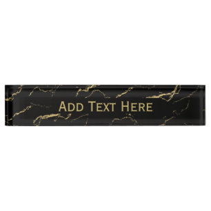 Sharp Black and Gold Marmor Namensplakette