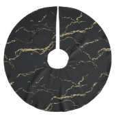 Sharp Black and Gold Marmor Polyester Weihnachtsbaumdecke (Vorderseite)