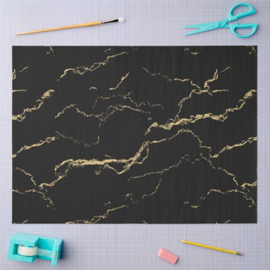 Sharp Black and Gold Marmor Seidenpapier (Basteln)