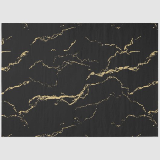 Sharp Black and Gold Marmor Seidenpapier (Vorderseite)
