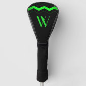 Sharp Black mit Lime Green Zigzag Initial Golf Headcover (Vorderseite)