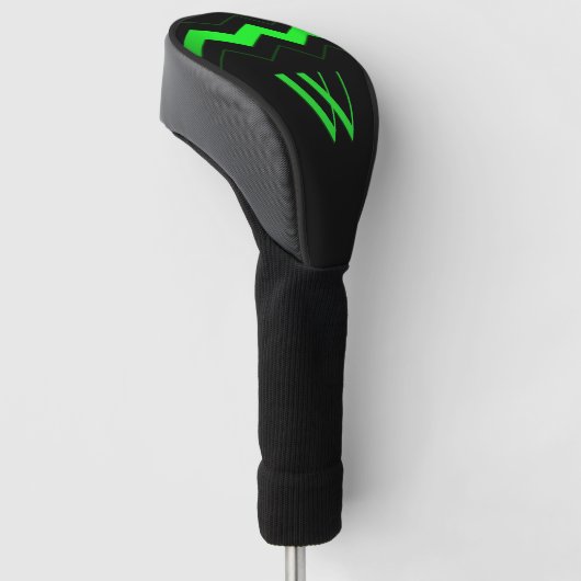 Sharp Black mit Lime Green Zigzag Initial Golf Headcover (angewinkelt)