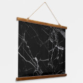 Sharp Black und Silver Marble Wandteppich Mit Holzrahmen (Gewinkelt)