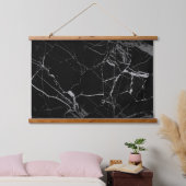 Sharp Black und Silver Marble Wandteppich Mit Holzrahmen (Schlafzimmer)