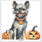 Sharp Dog Guards Halloween Pumpkins Premium Aufkleber (Blatt)