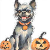 Sharp Dog Guards Halloween Pumpkins Premium Aufkleber (Vorderseite)