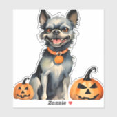 Sharp Dog Guards Halloween Pumpkins Premium Aufkleber (Blatt)