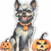Sharp Dog Guards Halloween Pumpkins Premium Aufkleber (Vorderseite)