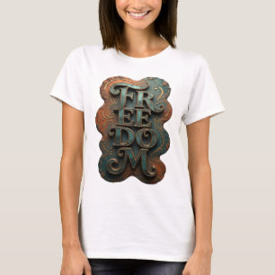 Sharp Gold FREEDOM Druck T-Shirt