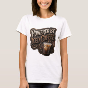 Sharp Gold POWERED BY ICED COFFEE Textdesign T-Shirt