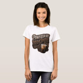 Sharp Gold POWERED BY ICED COFFEE Textdesign T-Shirt (Vorne ganz)