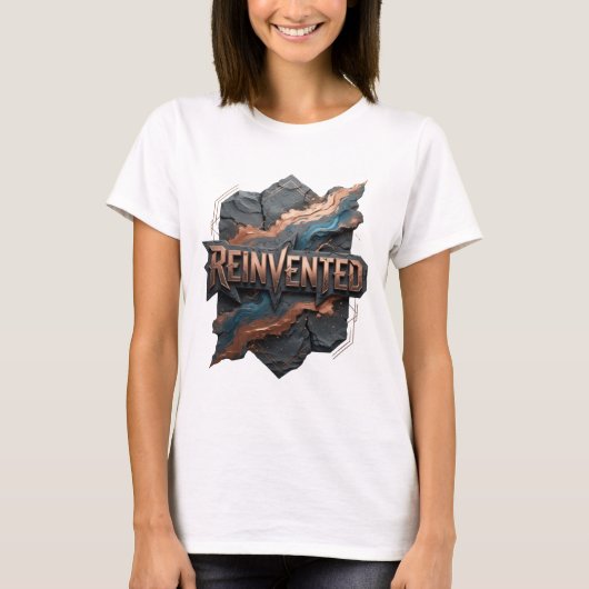 Sharp Gold REINVENTED Tragbare Kunst T-Shirt (Vorderseite)