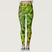 Sharp Green Cubism Print Leggings (Vorderseite)