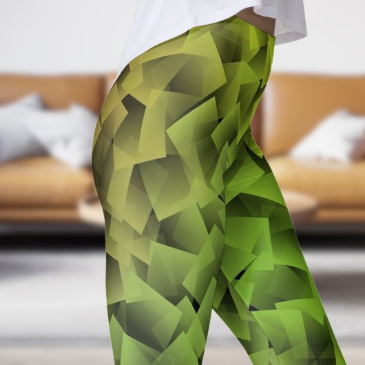 Sharp Green Cubism Print Leggings