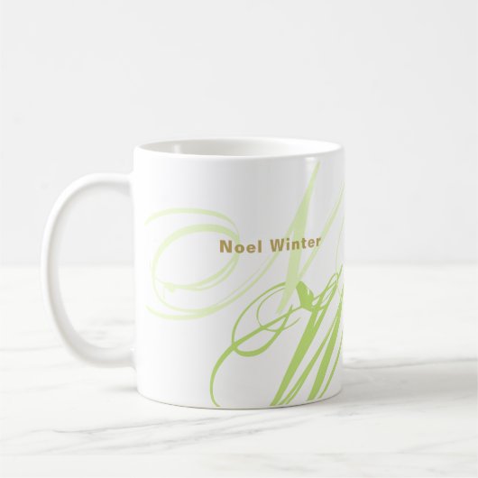 Sharp Green Monogram überdimensionierte Initialen Kaffeetasse (Links)