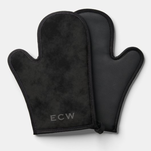 Sharp-Imitate gestanzt Schwarz-Pot-Holder Ofenhandschuh (Vorderseite/Rückseite)