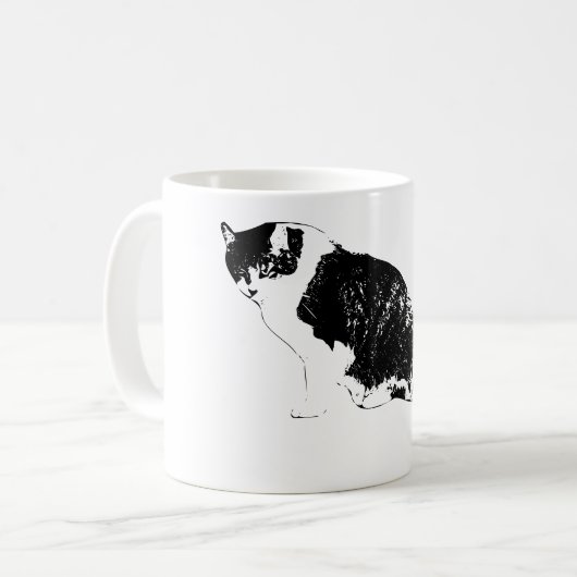 Sharp Ink Cat bringt kühnes Calm zu den Morgen Kaffeetasse (Vorderseite Links)