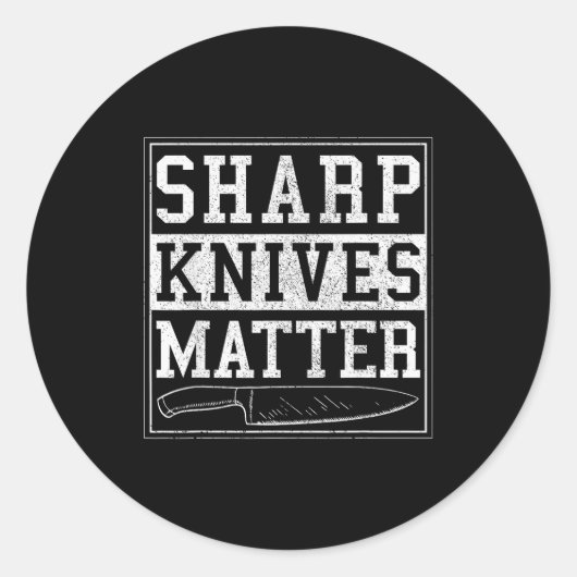 Sharp Knives - Funny Chef Gift Cooking Shirt Runder Aufkleber (Vorderseite)