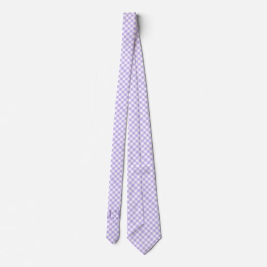 Sharp Looking Lavender Gingham Pattern Monogram Krawatte (Rückseite)