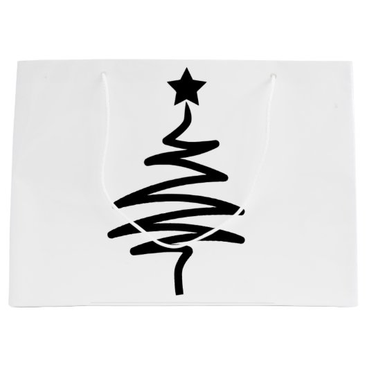 Sharp Minimalistisch Black Christmas Tree Geschenk Große Geschenktüte (Vorderseite)